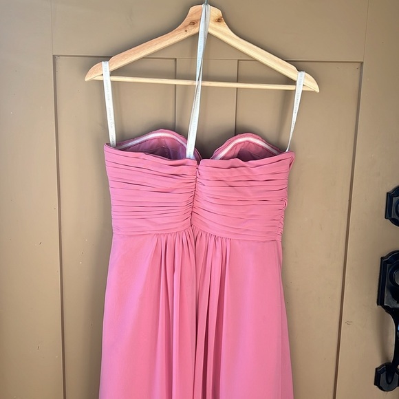 Bill Levkoff Knee Length Mauve Strapless Pleated Gown Dress. Size 10 - Picture 8 of 11